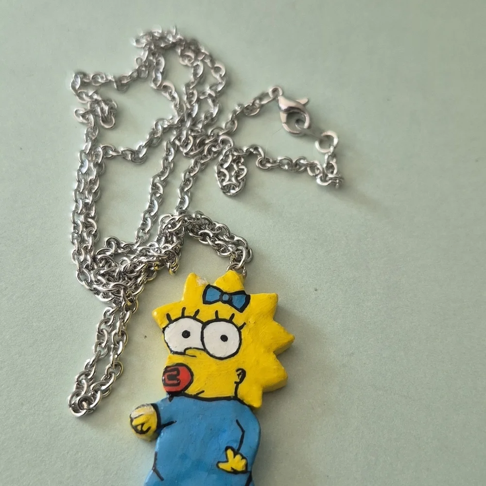 Maggie The Sympsons Cartoon Character Pendant Necklace - Picture 4 of 5